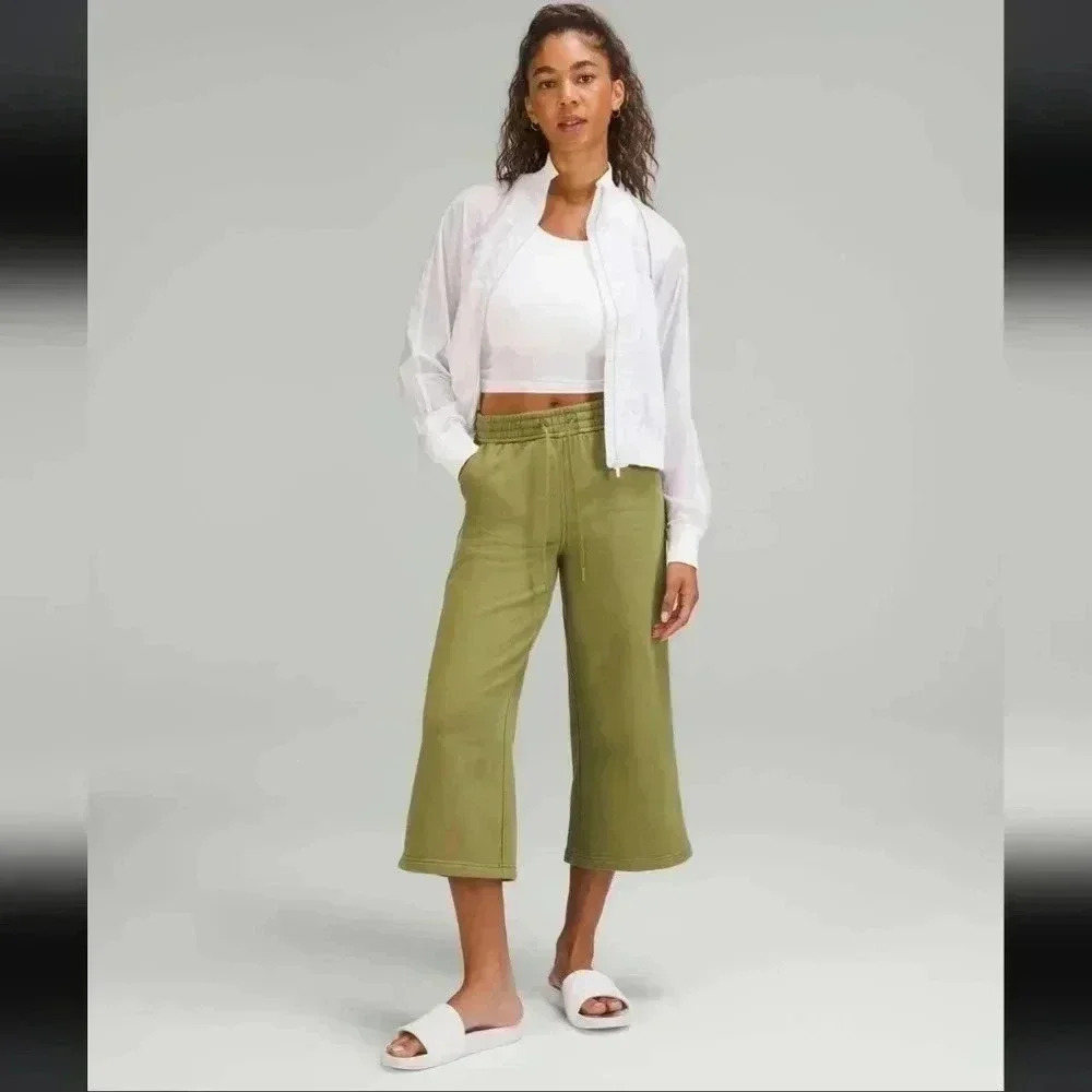 Lululemon Loungeful High-Rise Wide Leg Crop Bronze Green